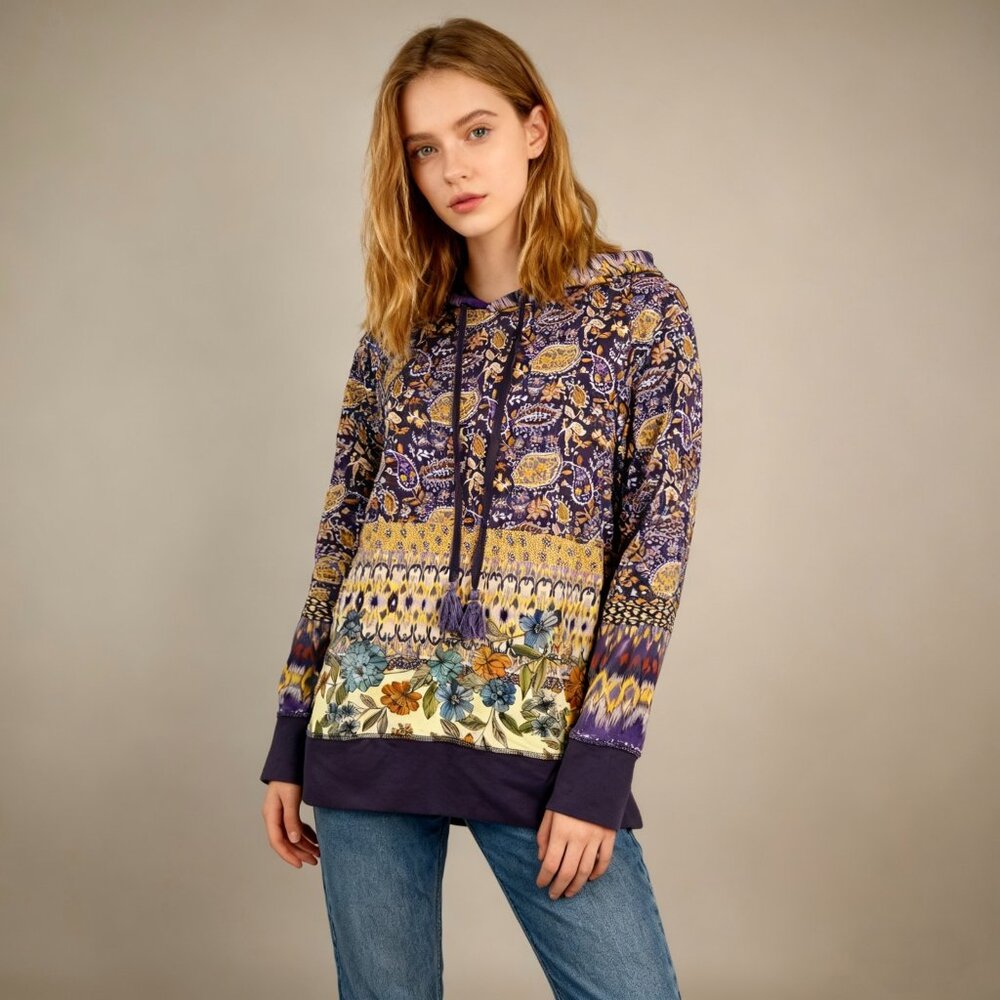 NWOT Johnny Was Betzy High low Patterned Boho Pullover Festival Hoodie Size S